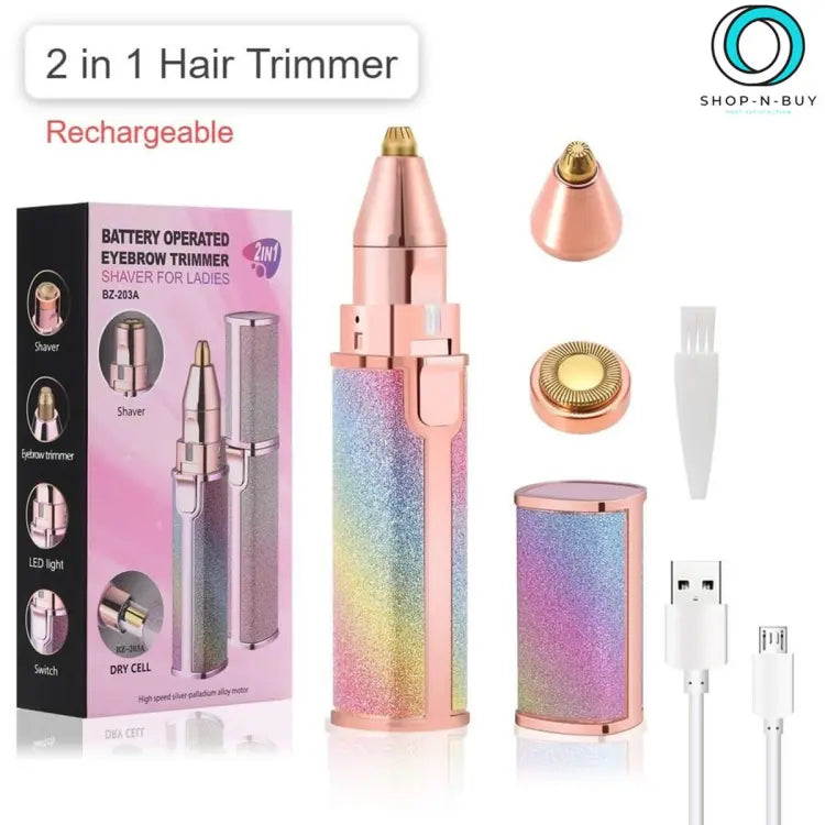 Rechargeable Flawless 2 in 1 Facial Hair Remover Face Hair Remover Eyebrow Shaper Upper Lips Hair Remover Painless Eye Brow And Facial Hair Remover Machine